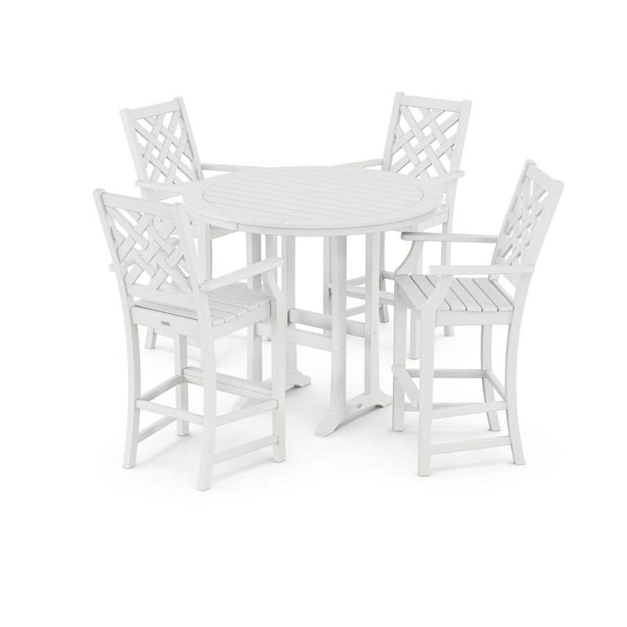 POLYWOOD Wovendale 5-Piece Round Bar Set in White