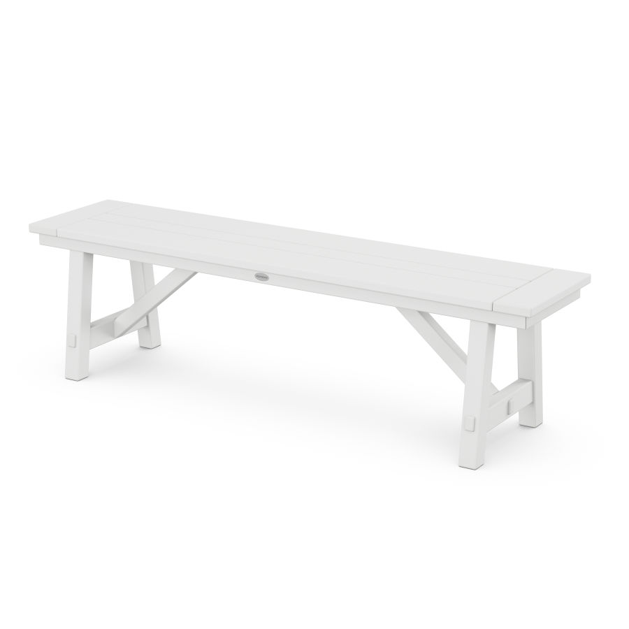 POLYWOOD Rustic Farmhouse 60" Backless Bench in White