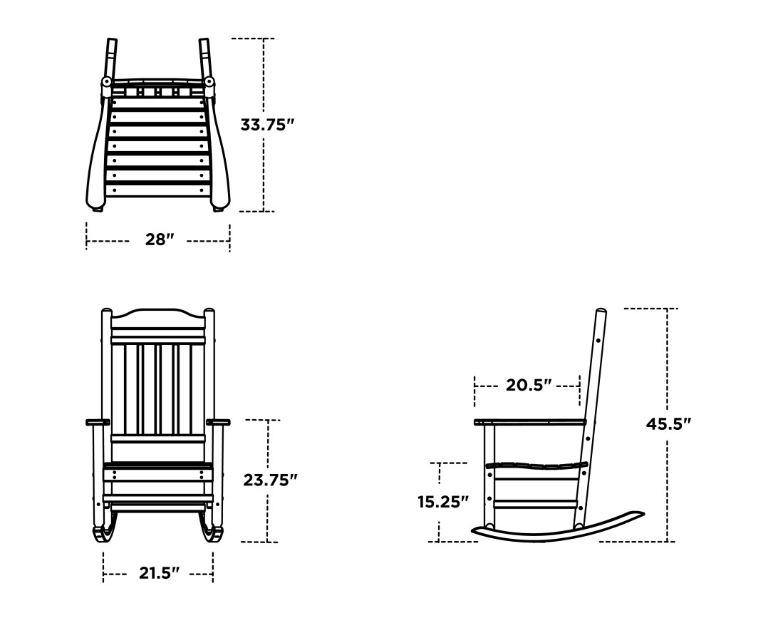 Dimensions for Cottage Legacy Rocking Chair