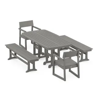 POLYWOOD EDGE 5-Piece Dining Set with Benches