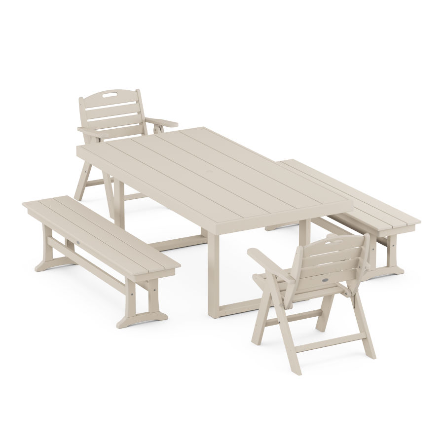 POLYWOOD Nautical Lowback 5-Piece Dining Set in Sand