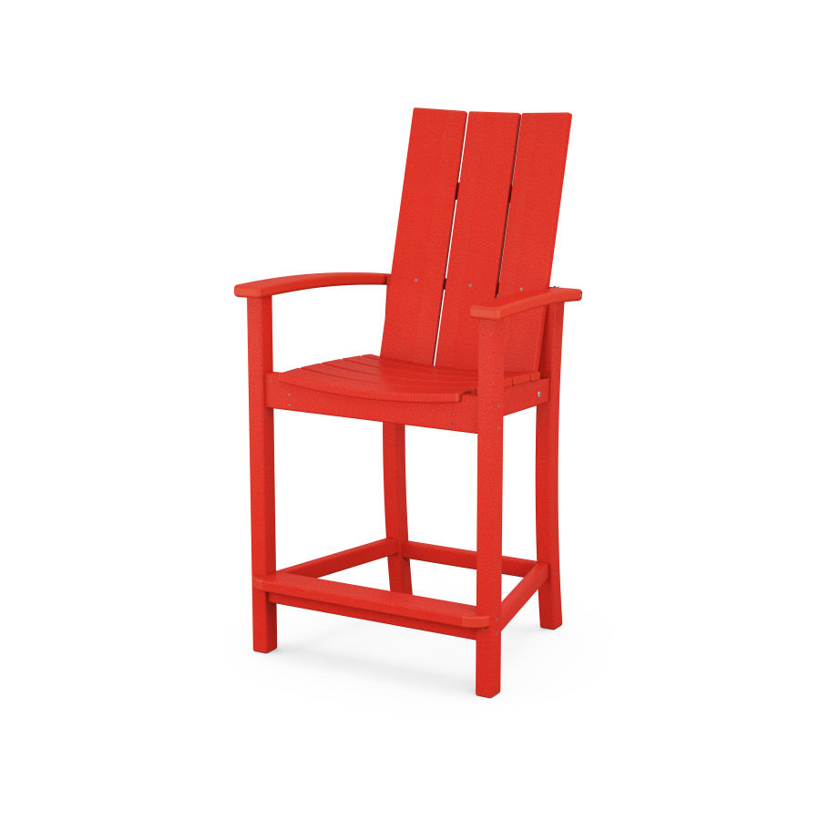 POLYWOOD Modern Adirondack Counter Chair in Sunset Red