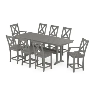 POLYWOOD Braxton 9-Piece Counter Set with Trestle Legs