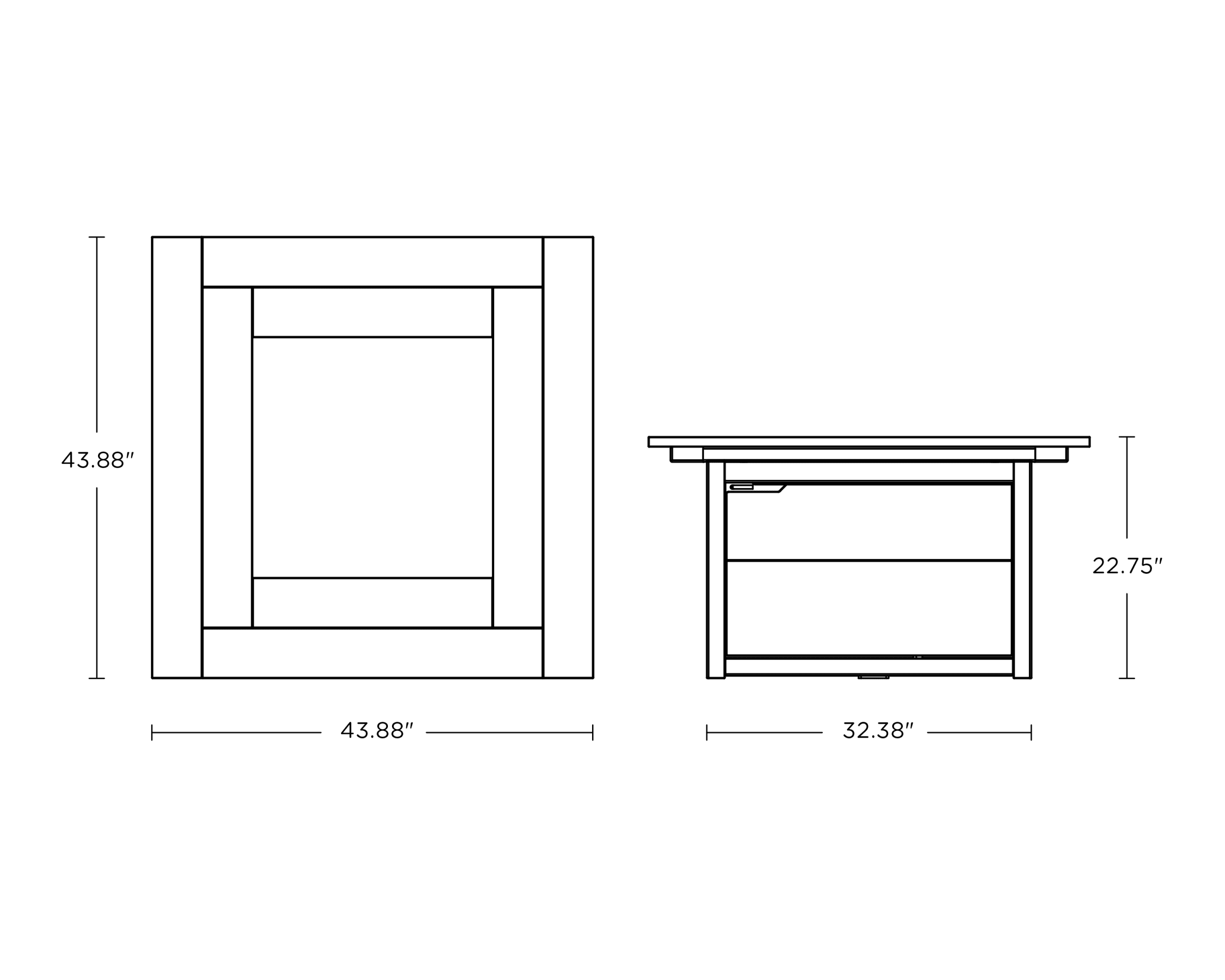Dimensions for Cube Fire Table