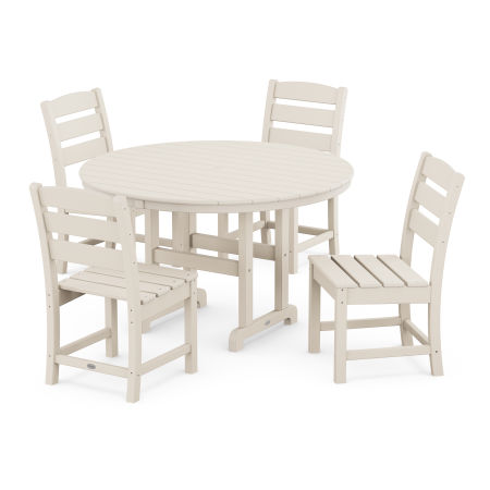 Lakeside 5-Piece Round Farmhouse Side Chair Dining Set in Sand