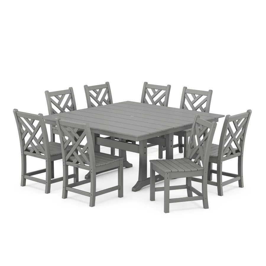 POLYWOOD Chippendale 9-Piece Farmhouse Trestle Dining Set