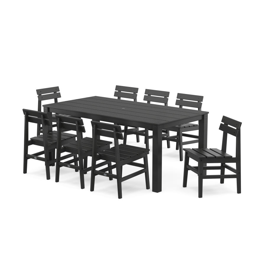 POLYWOOD Modern Studio Plaza Chair 9-Piece Parsons Dining Set in Black