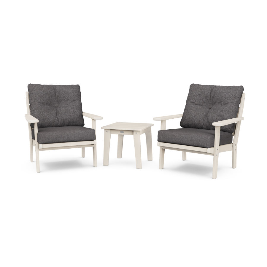 POLYWOOD Lakeside 3-Piece Deep Seating Chair Set in Sand / Ash Charcoal