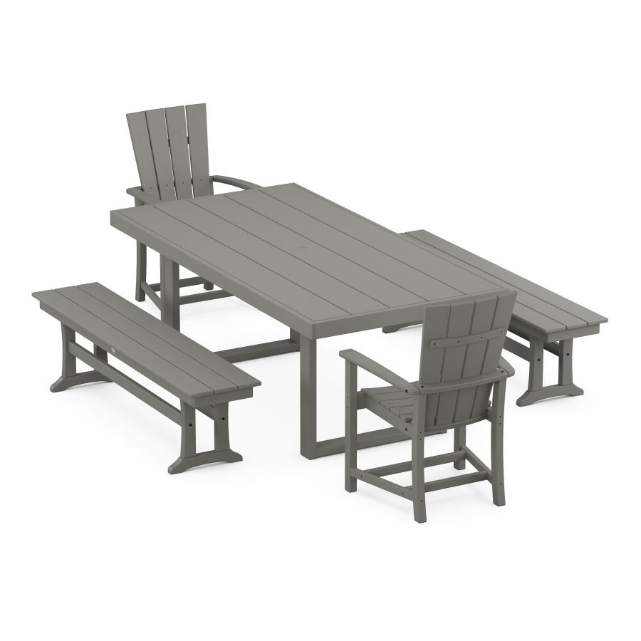 POLYWOOD Quattro 5-Piece Dining Set with Benches