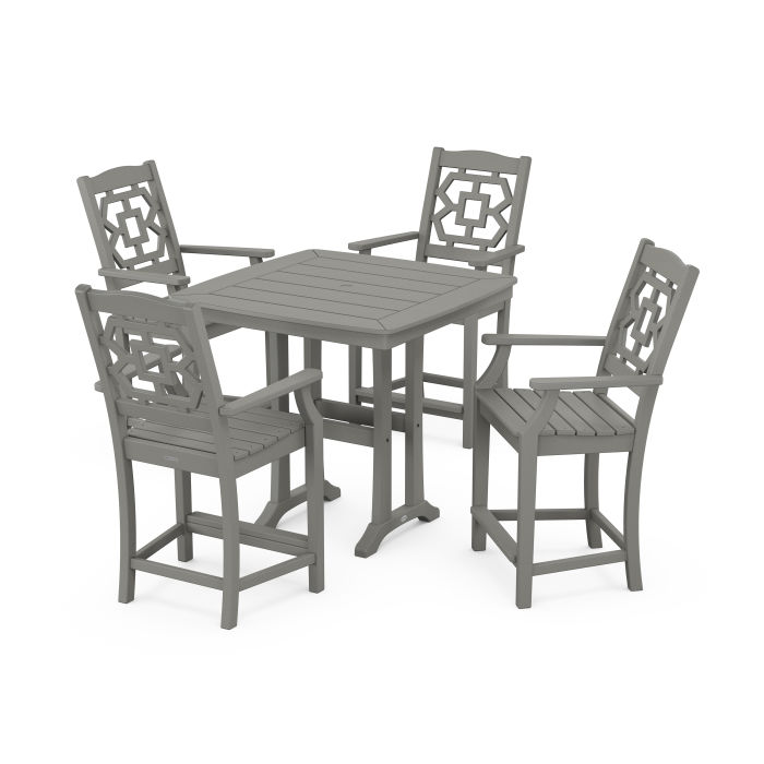 POLYWOOD Chinoiserie 5-Piece Counter Set with Trestle Legs