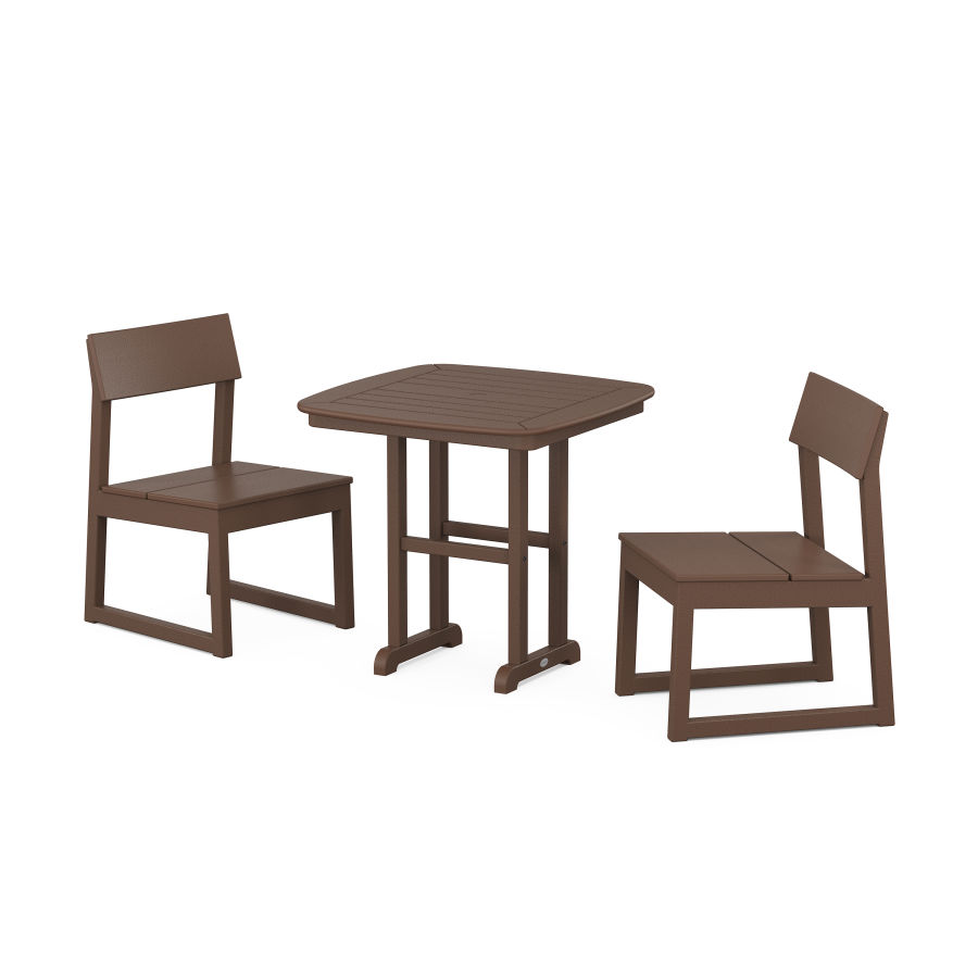 POLYWOOD EDGE Side Chair 3-Piece Dining Set in Mahogany