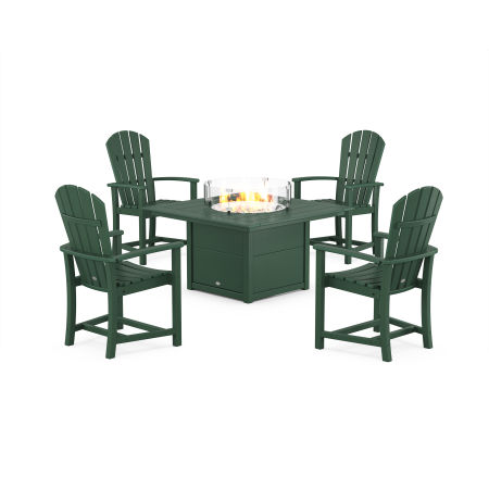 Palm Coast 4-Piece Upright Adirondack Conversation Set with Fire Pit Table in Green
