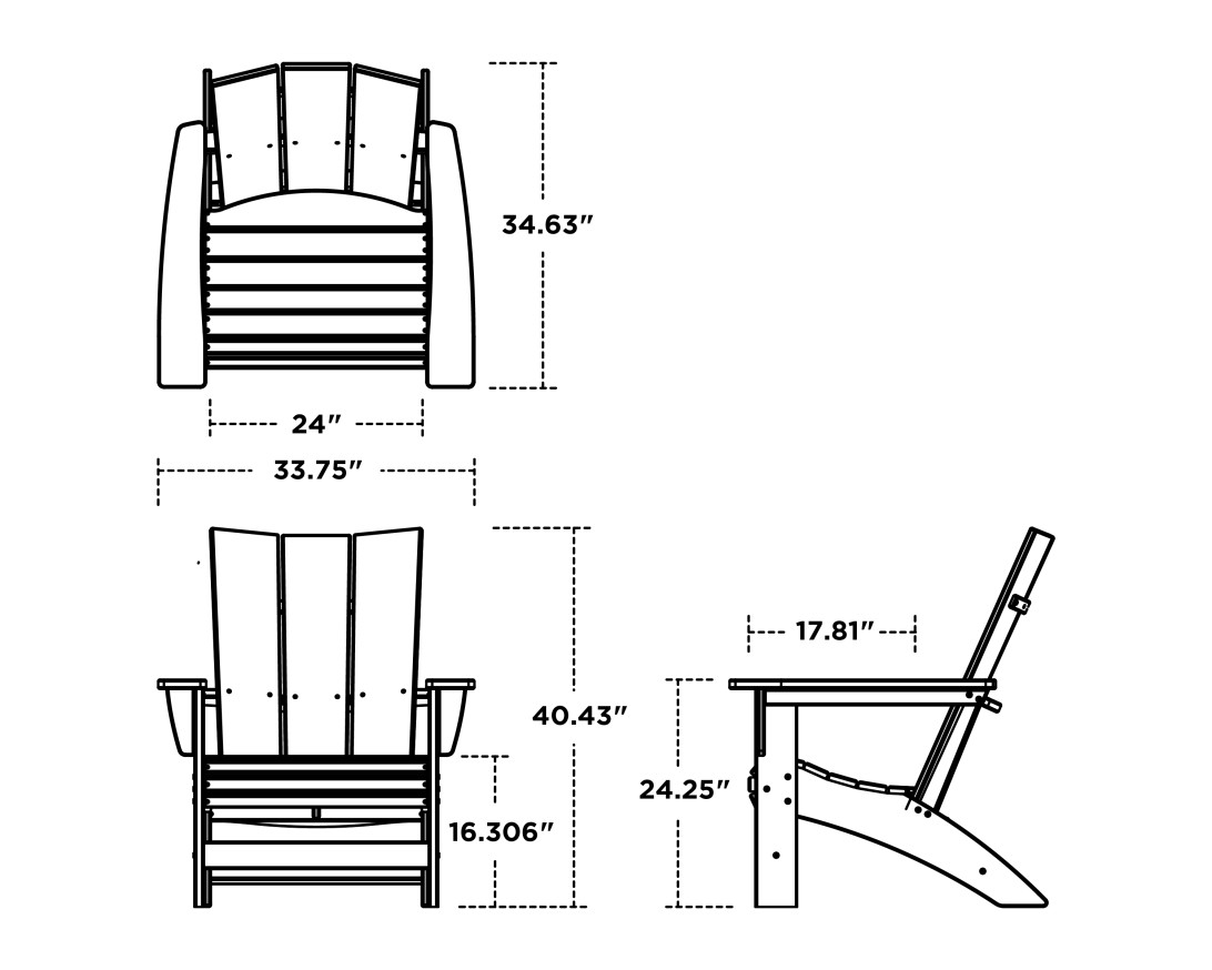 Dimensions for Modern Grand Adirondack Chair