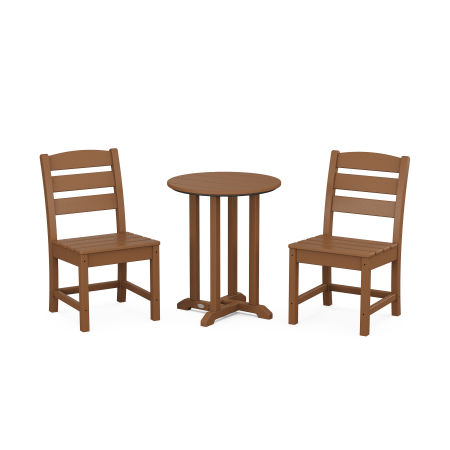 Lakeside Side Chair 3-Piece Round Dining Set in Teak