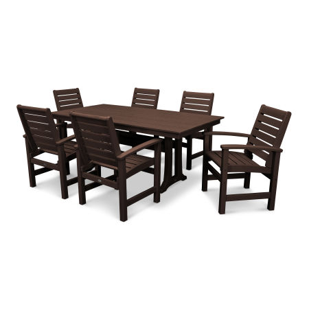 POLYWOOD Signature 7 Piece Farmhouse Dining Set in Mahogany