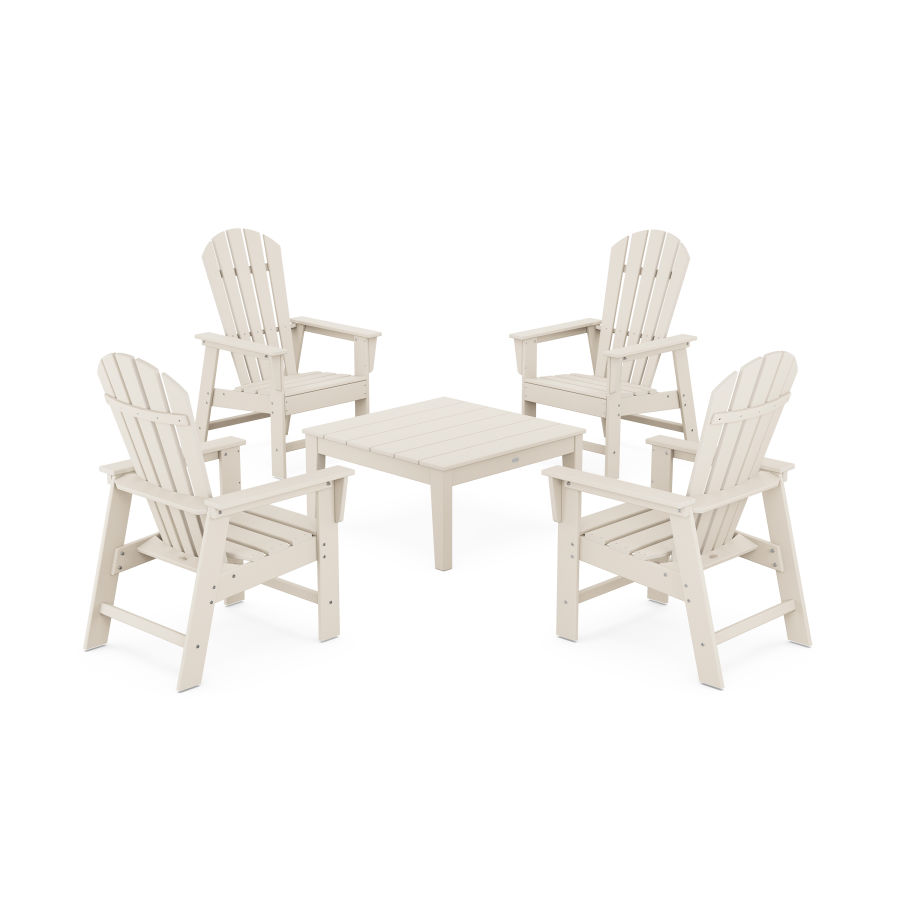 POLYWOOD 5-Piece South Beach Casual Chair Conversation Set with 36" Conversation Table in Sand