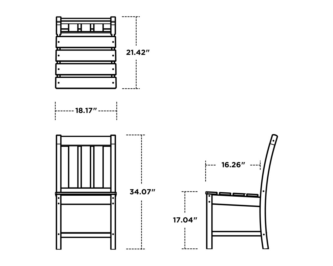 Dimensions for Oxford Dining Side Chair