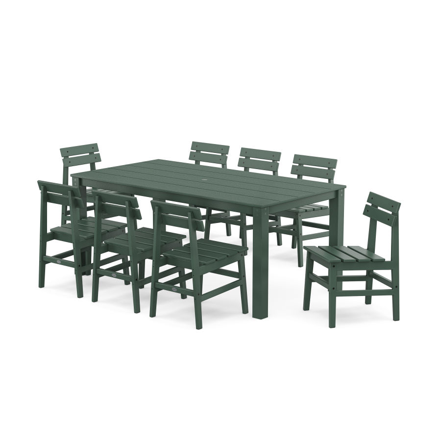 POLYWOOD Modern Studio Plaza Chair 9-Piece Parsons Dining Set in Green