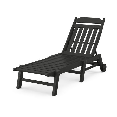 Country Living Chaise with Wheels in Black