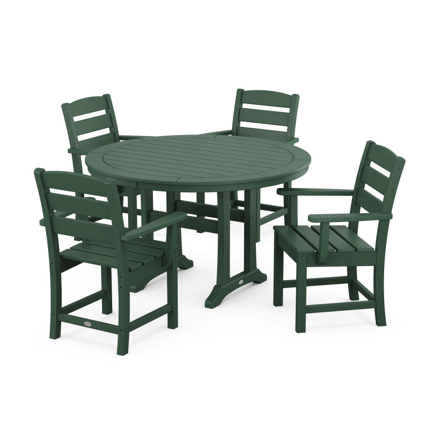 POLYWOOD Lakeside 5-Piece Round Dining Set with Trestle Legs in Green