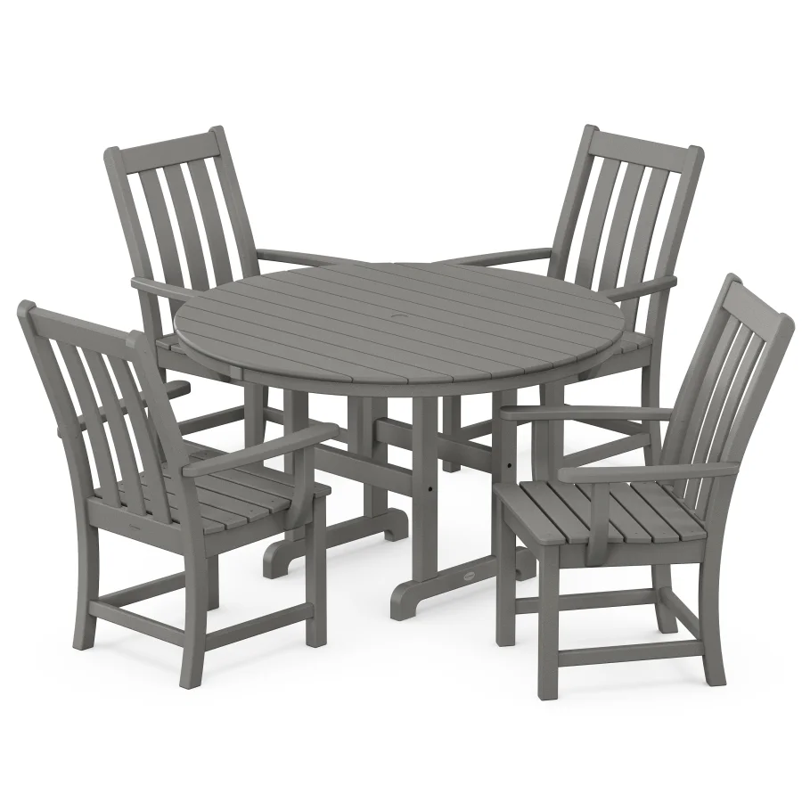 POLYWOOD Vineyard 5-Piece Round Farmhouse Dining Set