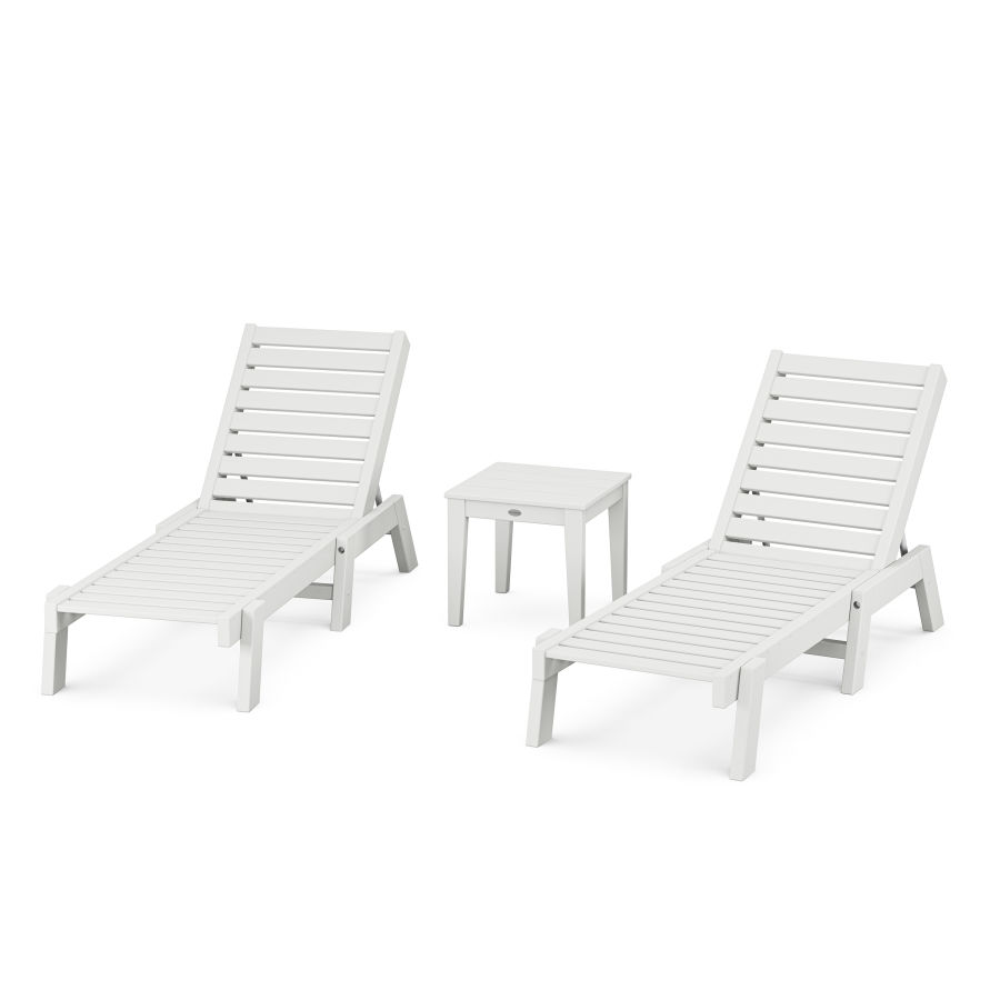 POLYWOOD Captain Chaise 3-Piece Set in White