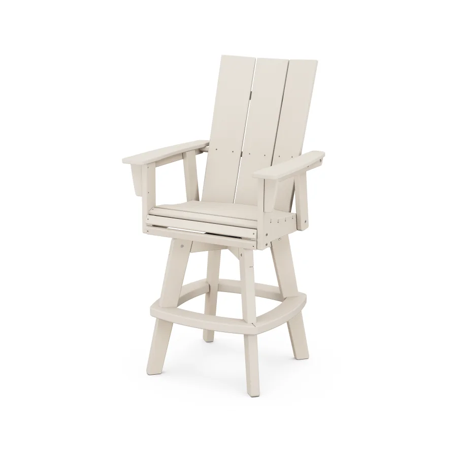 POLYWOOD Modern Adirondack Swivel Bar Chair in Sand