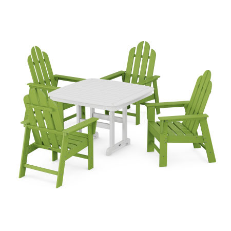 Long Island 5-Piece Dining Set with Trestle Legs in Lime / White