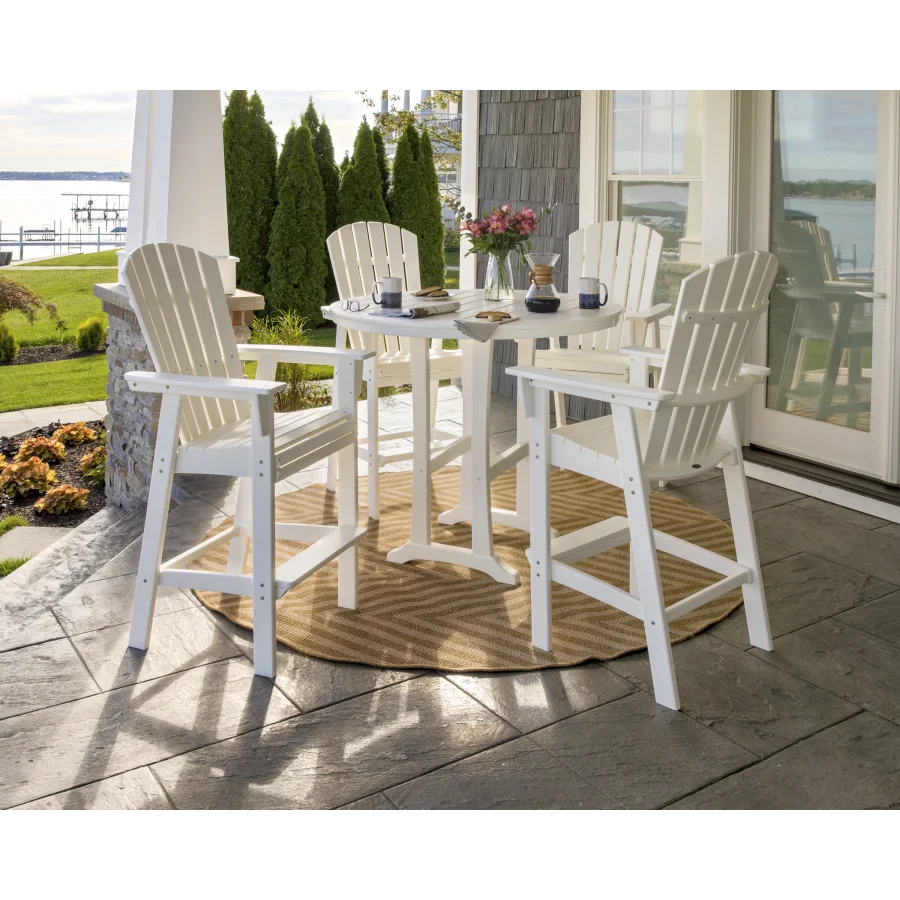 Nautical Curveback Adirondack 5-Piece Round Trestle Bar Set