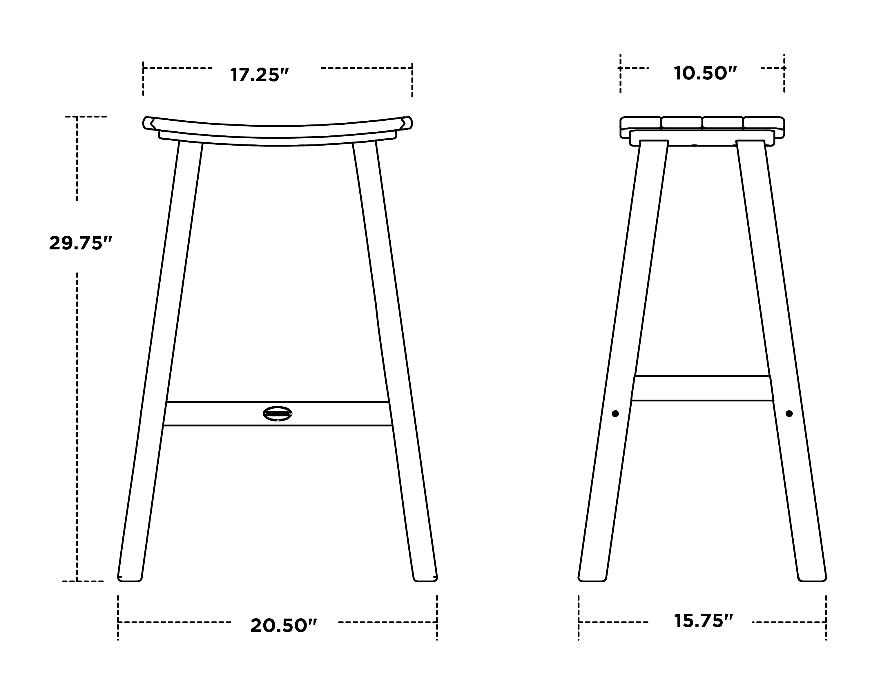 Dimensions for Traditional 30" Saddle Bar Stool