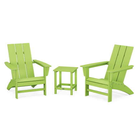 Modern 3-Piece Adirondack Set with Long Island 18" Side Table in Lime