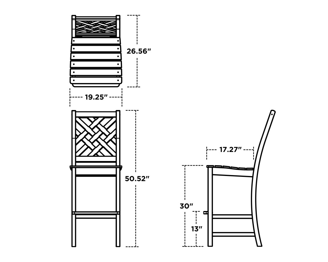 Dimensions for Wovendale Bar Side Chair