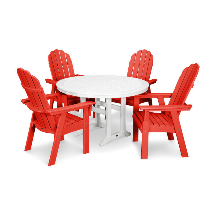 POLYWOOD Vineyard Curveback Adirondack 5-Piece Nautical Trestle Dining Set