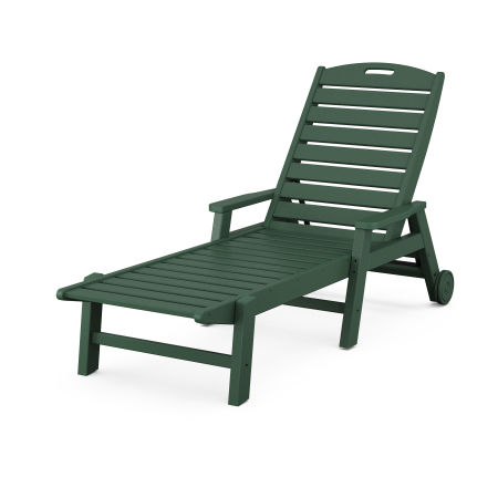 Nautical Chaise with Arms & Wheels in Green