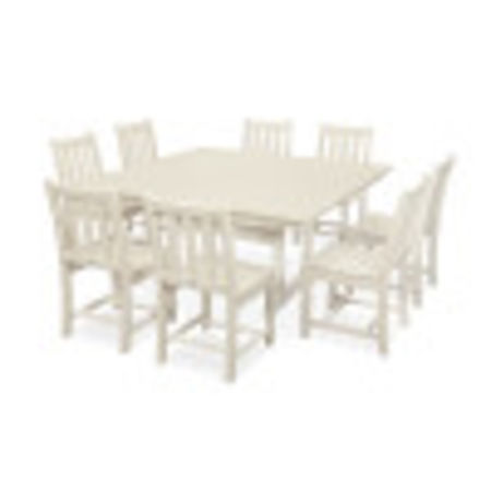 Traditional Garden 9-Piece Farmhouse Dining Set in Sand