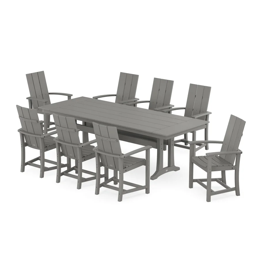 POLYWOOD Modern Adirondack 9-Piece Farmhouse Dining Set with Trestle Legs