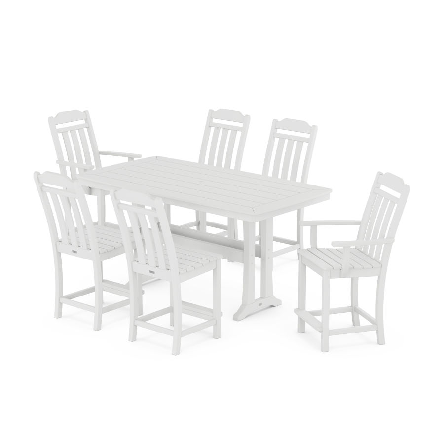 POLYWOOD Country Living 7-Piece Counter Set with Trestle Legs in White