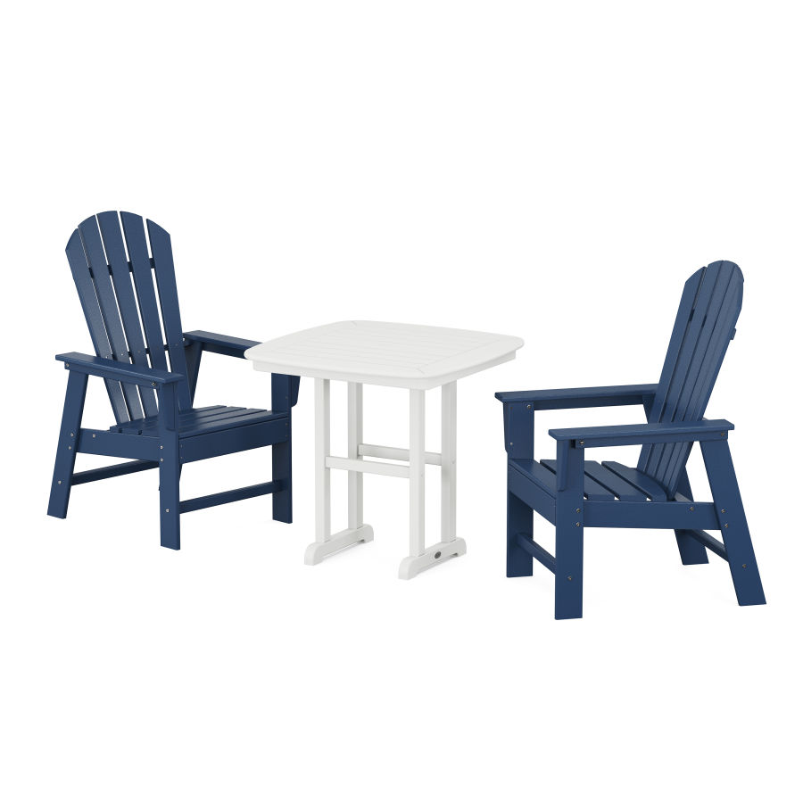 POLYWOOD South Beach 3-Piece Dining Set in Navy / White