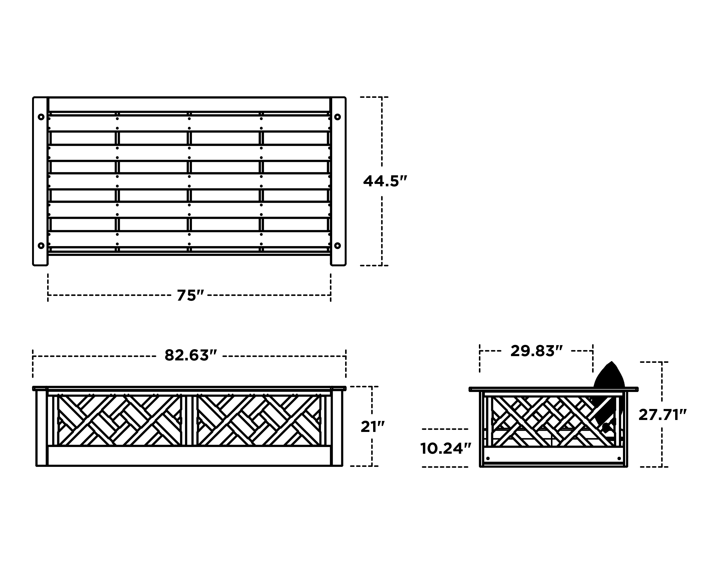 Dimensions for Chippendale Daybed Swing