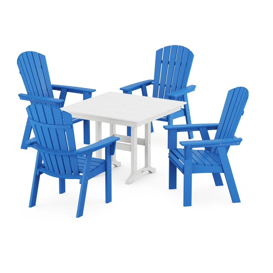 POLYWOOD Nautical Adirondack 5-Piece Farmhouse Dining Set in Pacific Blue