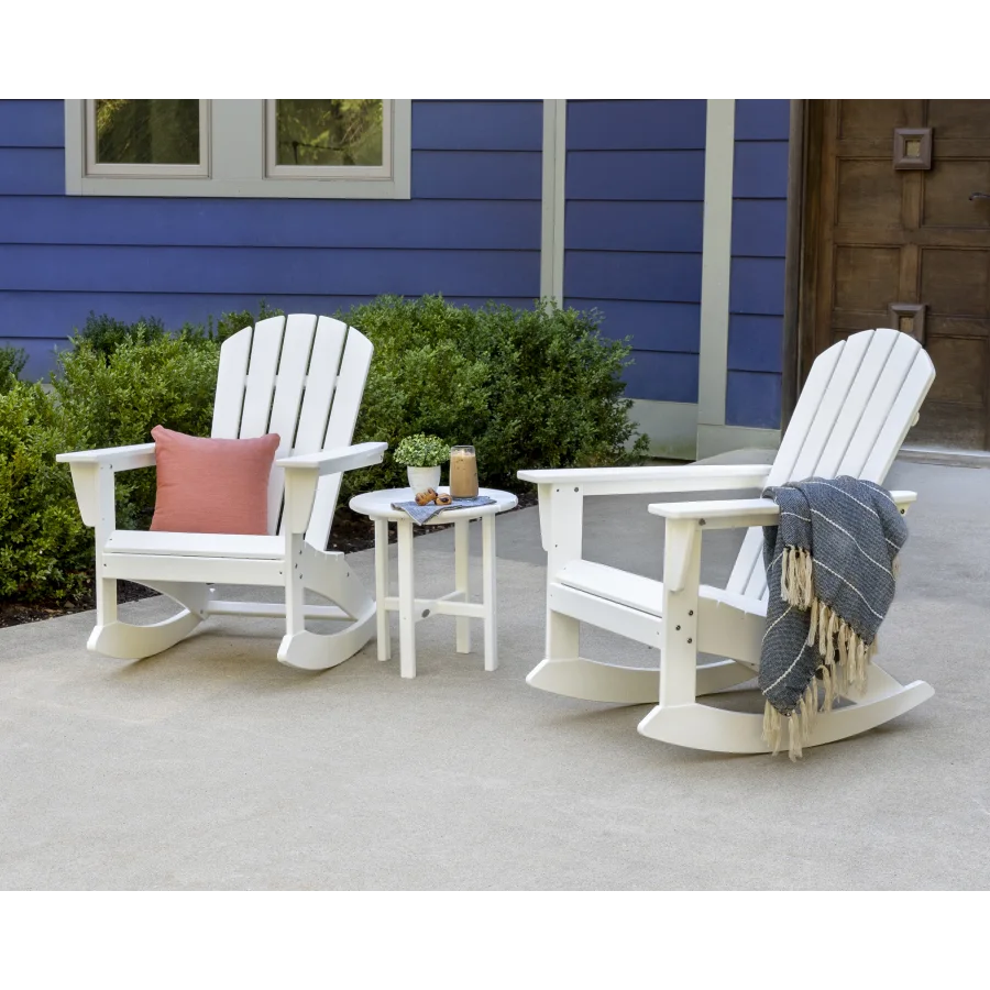 Nautical 3-Piece Adirondack Rocking Chair Set