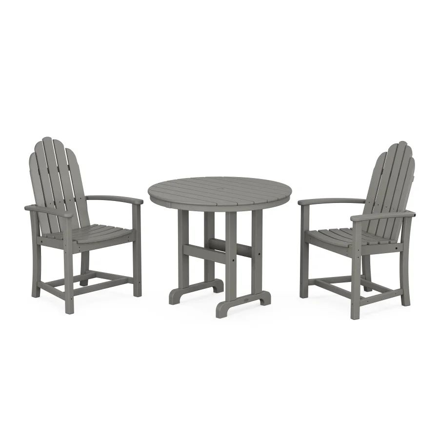 POLYWOOD Classic Adirondack 3-Piece Round Dining Set