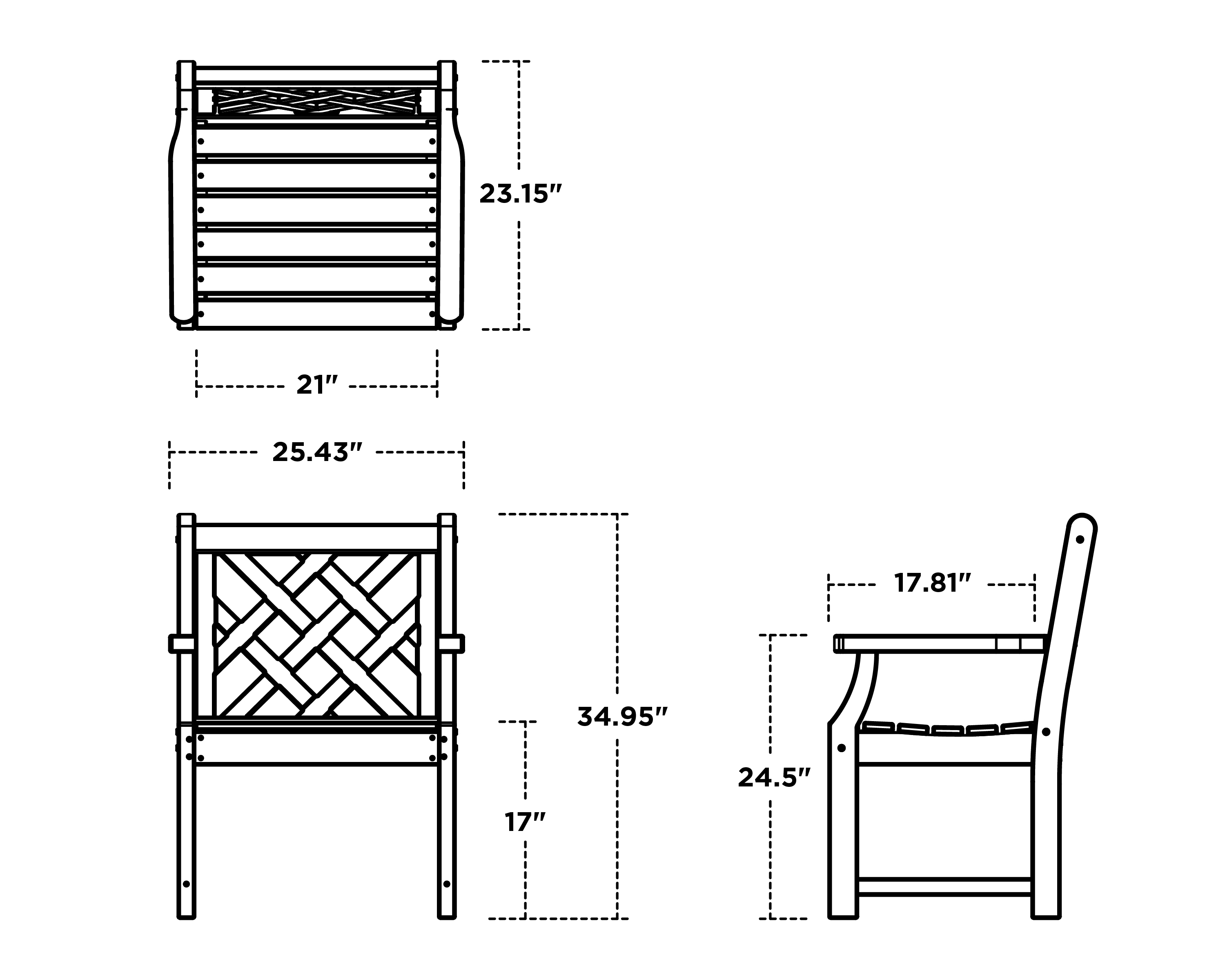 Dimensions for Wovendale Garden Arm Chair