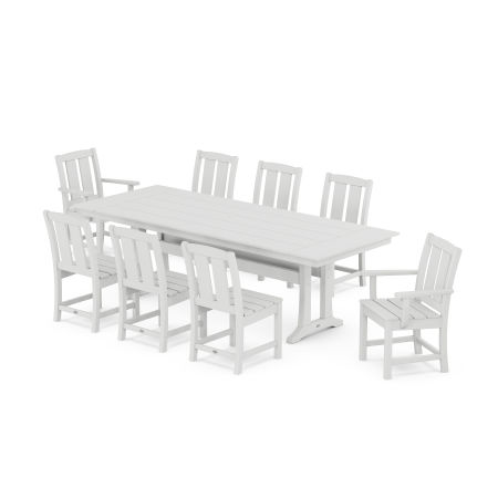 POLYWOOD Mission 9-Piece Farmhouse Dining Set with Trestle Legs in White