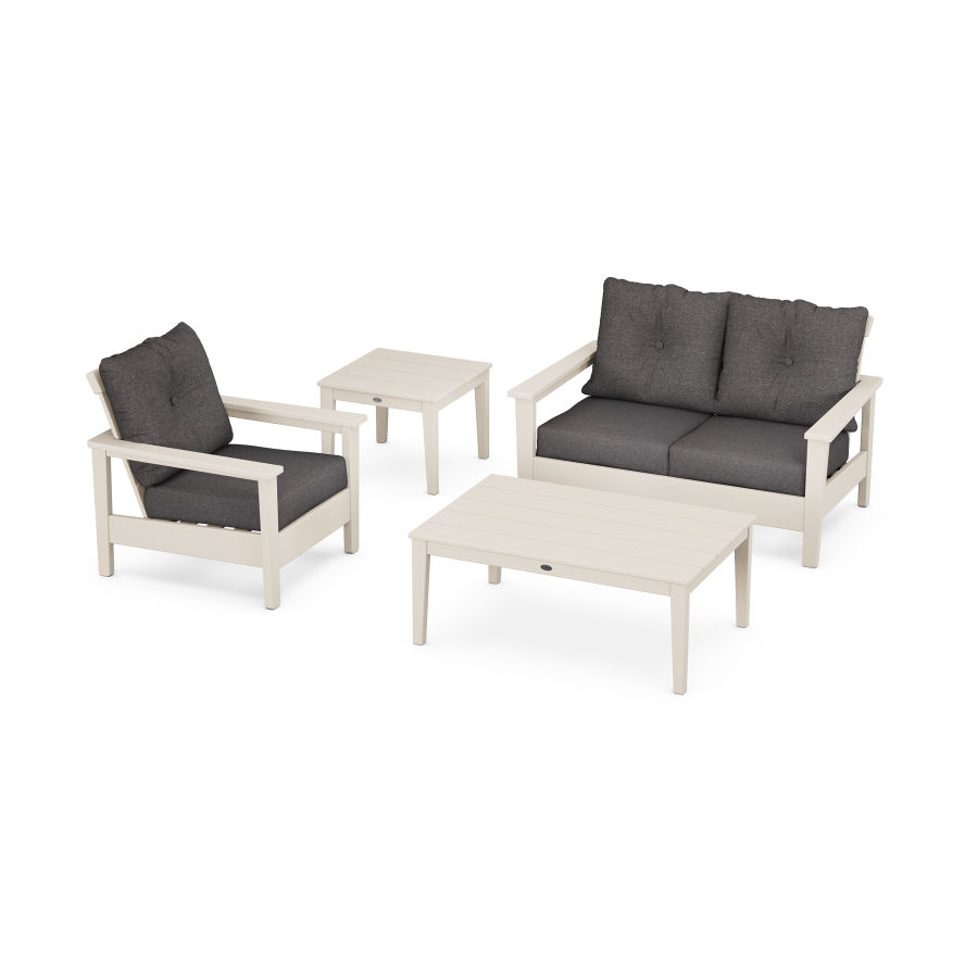 POLYWOOD Prescott 4-Piece Deep Seating Set in Sand / Antler Charcoal