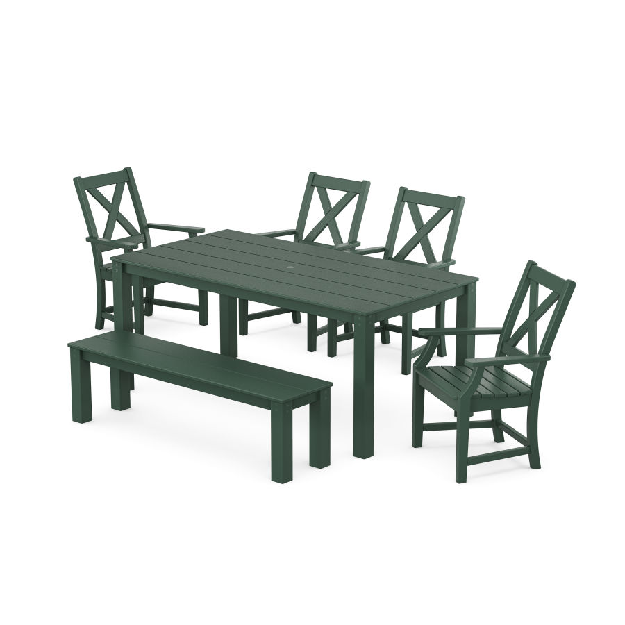 POLYWOOD Braxton 6-Piece Parsons Dining Set with Bench in Green