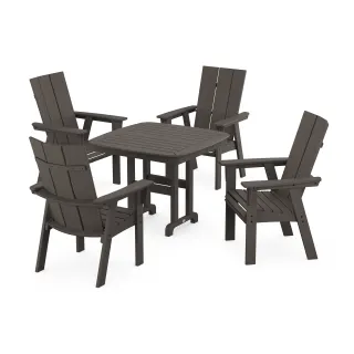 POLYWOOD Modern Curveback Adirondack 5-Piece Dining Set in Vintage Finish