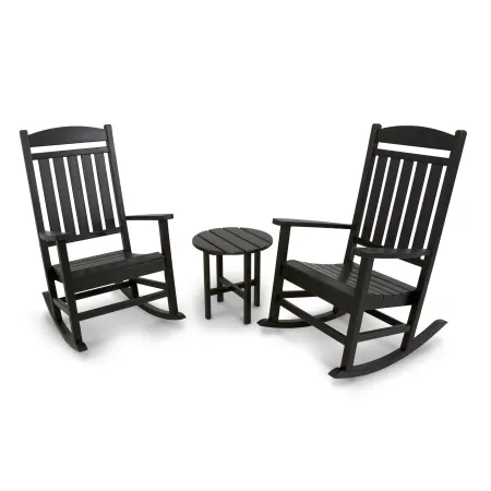 POLYWOOD Classics 3-Piece Rocker Seating Set in Black