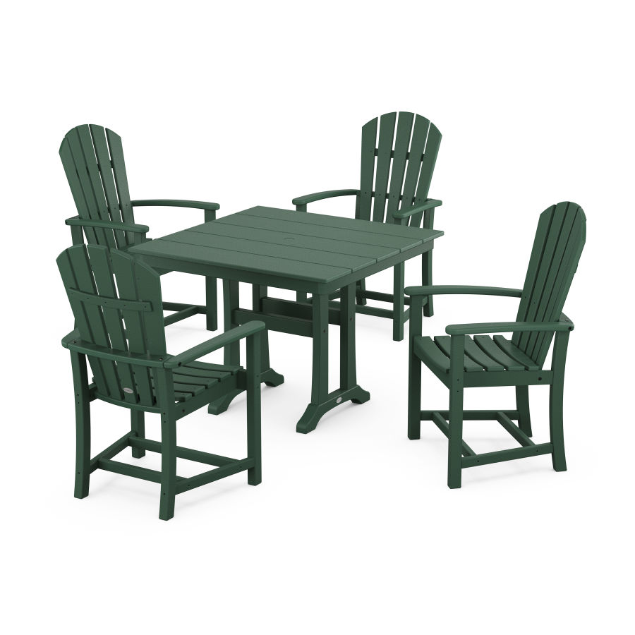POLYWOOD Palm Coast 5-Piece Farmhouse Dining Set With Trestle Legs in Green