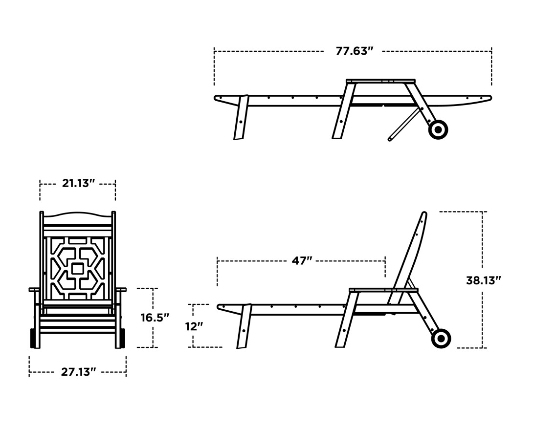 Dimensions for Chinoiserie Chaise Lounge